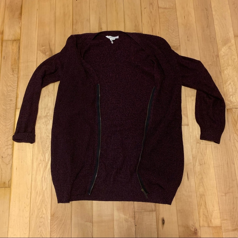 Bcbgeneration Zip Front Maroon Sweater - image 1